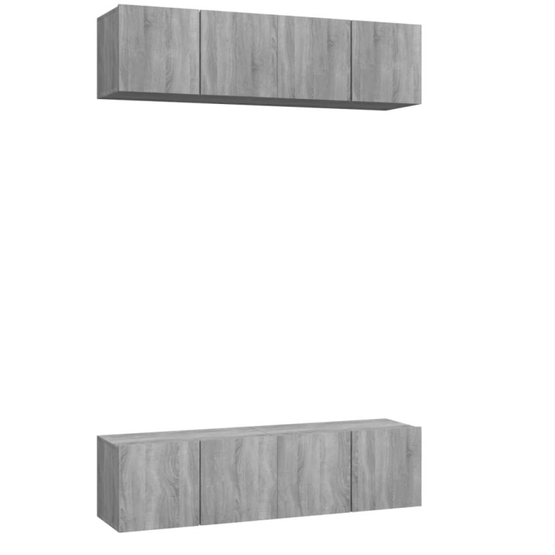 vidaXL Έπιπλα Τηλεόρασης Τοίχου 4 τεμ. Γκρι 60x30x30 εκ. Επ. Ξύλο