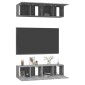 vidaXL Έπιπλα Τηλεόρασης Τοίχου 4 τεμ. Γκρι 60x30x30 εκ. Επ. Ξύλο