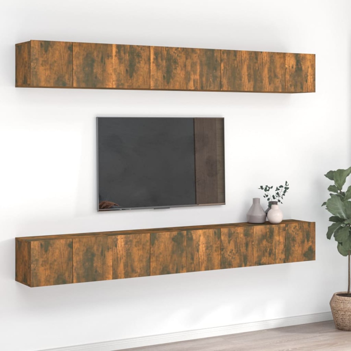 vidaXL Έπιπλα Τηλεόρασης 8 τεμ. Καπνιστή Δρυς 60x30x30εκ. Επεξεργ.Ξύλο