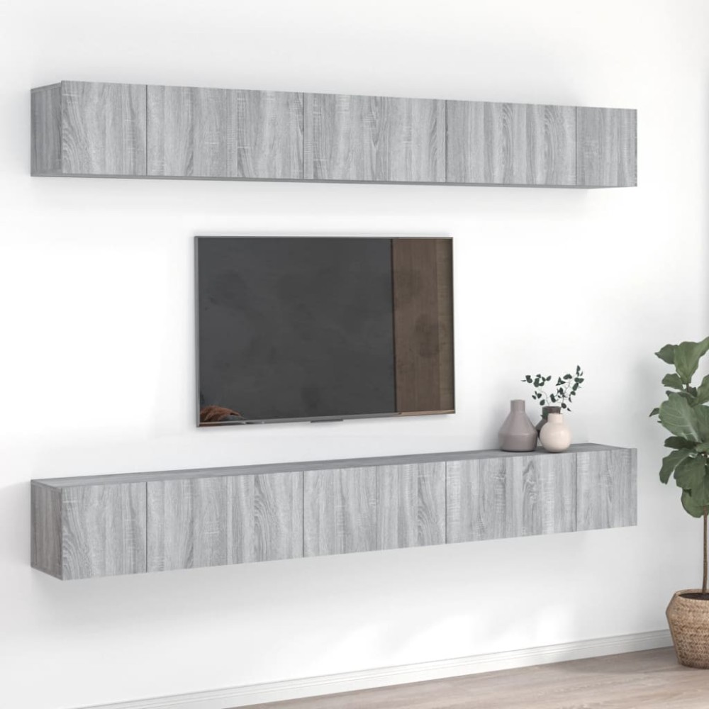 vidaXL Έπιπλα Τηλεόρασης 8 τεμ. Γκρι Sonoma 60x30x30 εκ. Επεξεργ. Ξύλο