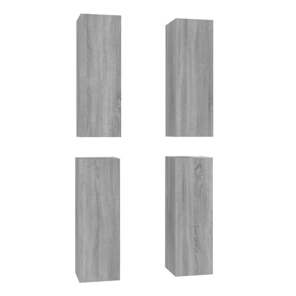 vidaXL Έπιπλα Τηλεόρασης 4 τεμ. Γκρι Sonoma30,5x30x90 εκ. Επεξ. Ξύλο