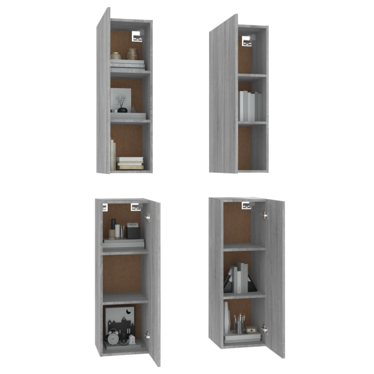 vidaXL Έπιπλα Τηλεόρασης 4 τεμ. Γκρι Sonoma30,5x30x90 εκ. Επεξ. Ξύλο