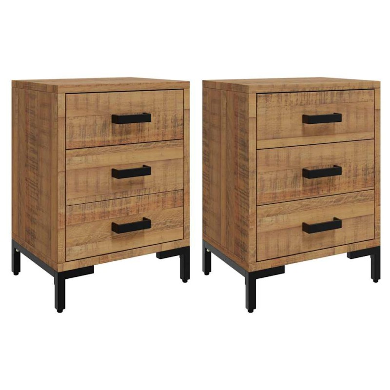 vidaXL Κομοδίνα 2 Τεμ. 40x30x55 εκ. από Μασίφ Ξύλο Πεύκου