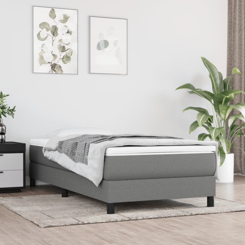 vidaXL Σκελετός Κρεβατιού με Ελατήρια Σκ. Γκρι 90x200 εκ.Υφασμάτινο