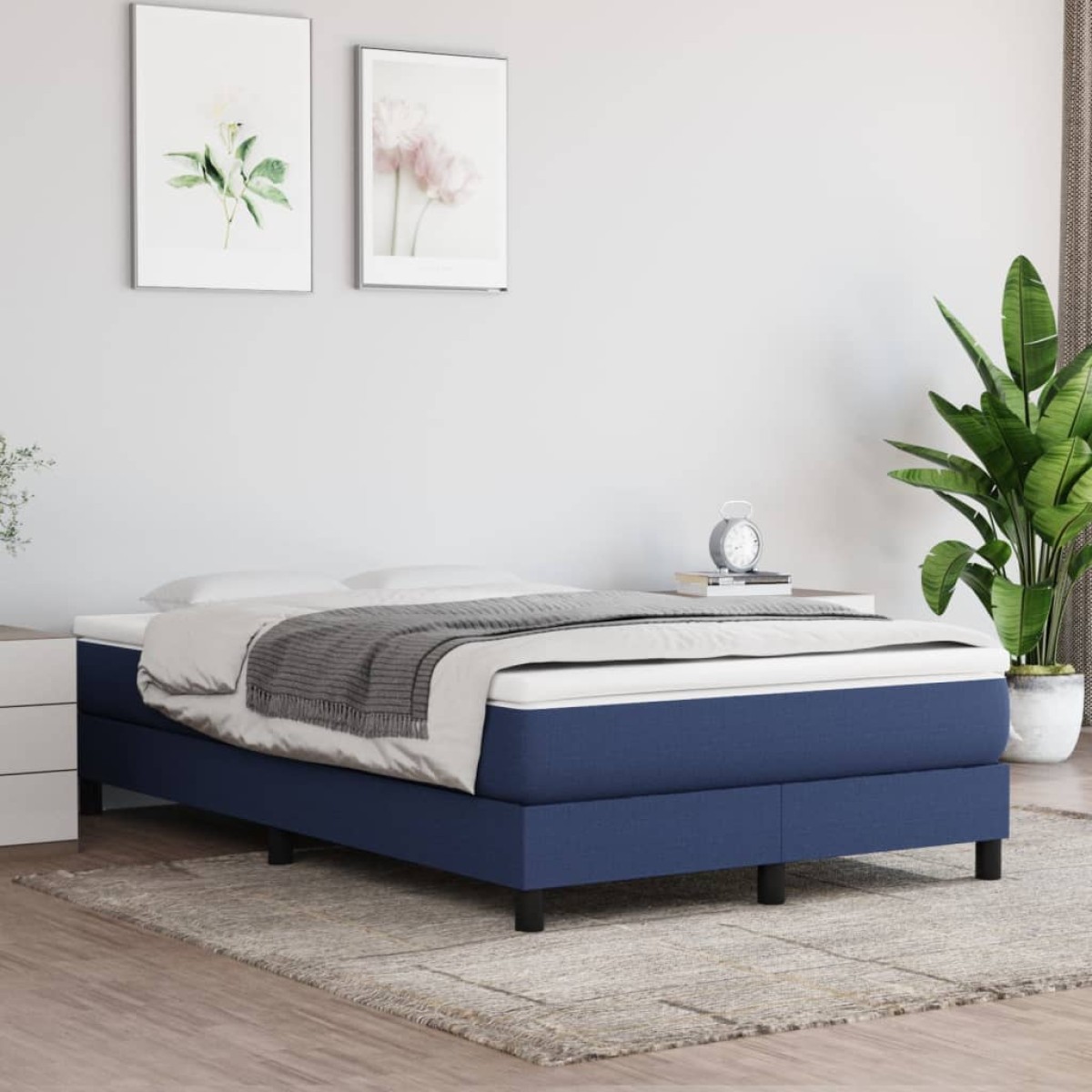 vidaXL Πλαίσιο Κρεβατιού Boxspring Μπλε 120x200 εκ. Υφασμάτινο