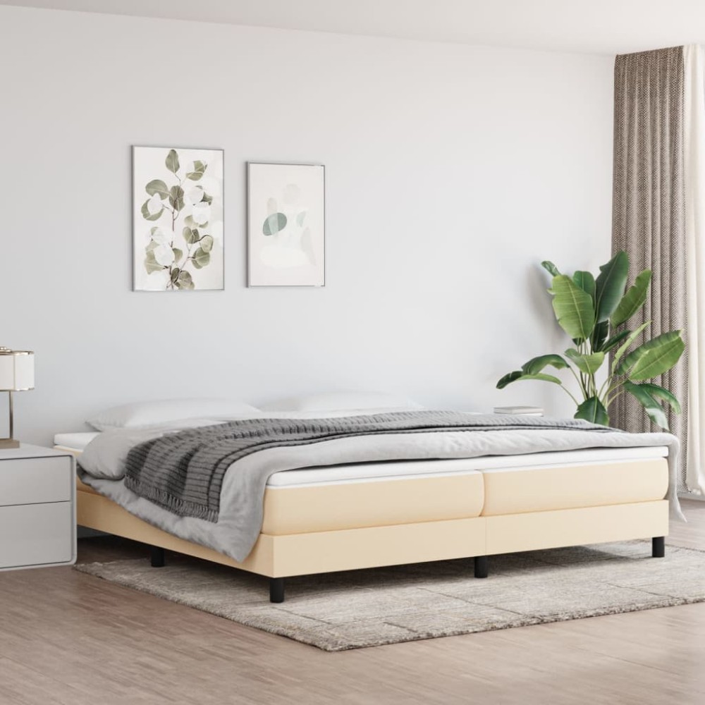 vidaXL Σκελετός Κρεβατιού με Ελατήρια Κρεμ 200x200 εκ. Υφασμάτινο