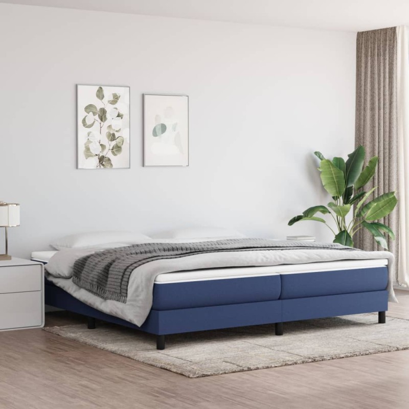 vidaXL Σκελετός Κρεβατιού με Ελατήρια Μπλε 200x200 εκ.Υφασμάτινο