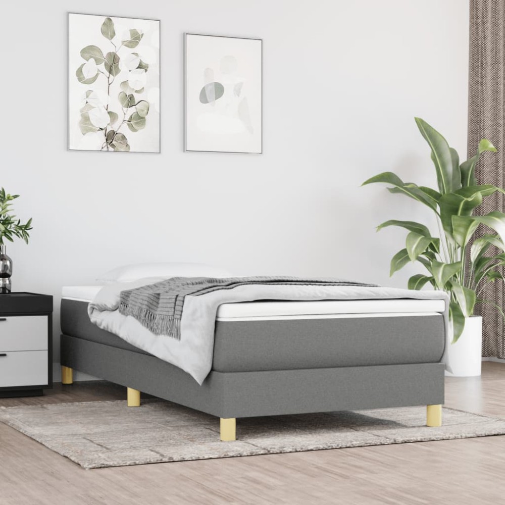 vidaXL Σκελετός Κρεβατιού με Ελατήρια Σκ. Γκρι 80x200 εκ. Υφασμάτινο