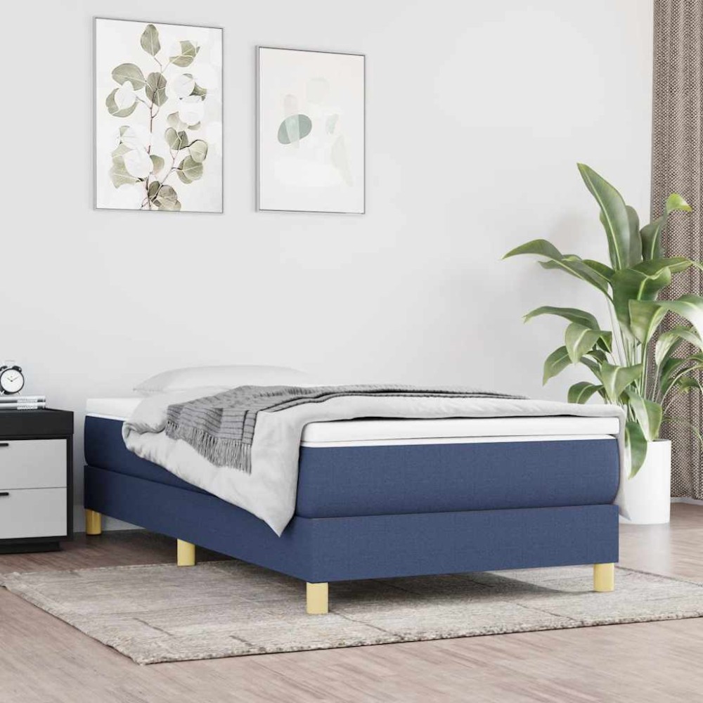 vidaXL Σκελετός Κρεβατιού με Ελατήρια Μπλε 80x200 εκ. Υφασμάτινο