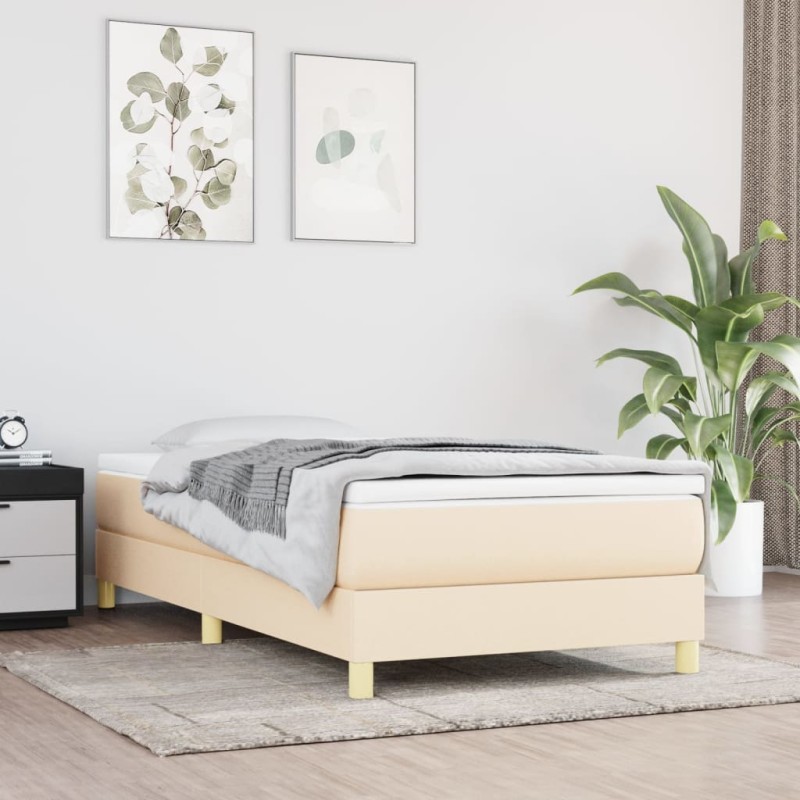 vidaXL Σκελετός Κρεβατιού με Ελατήρια Κρεμ 100 x 200 εκ. Υφασμάτινο