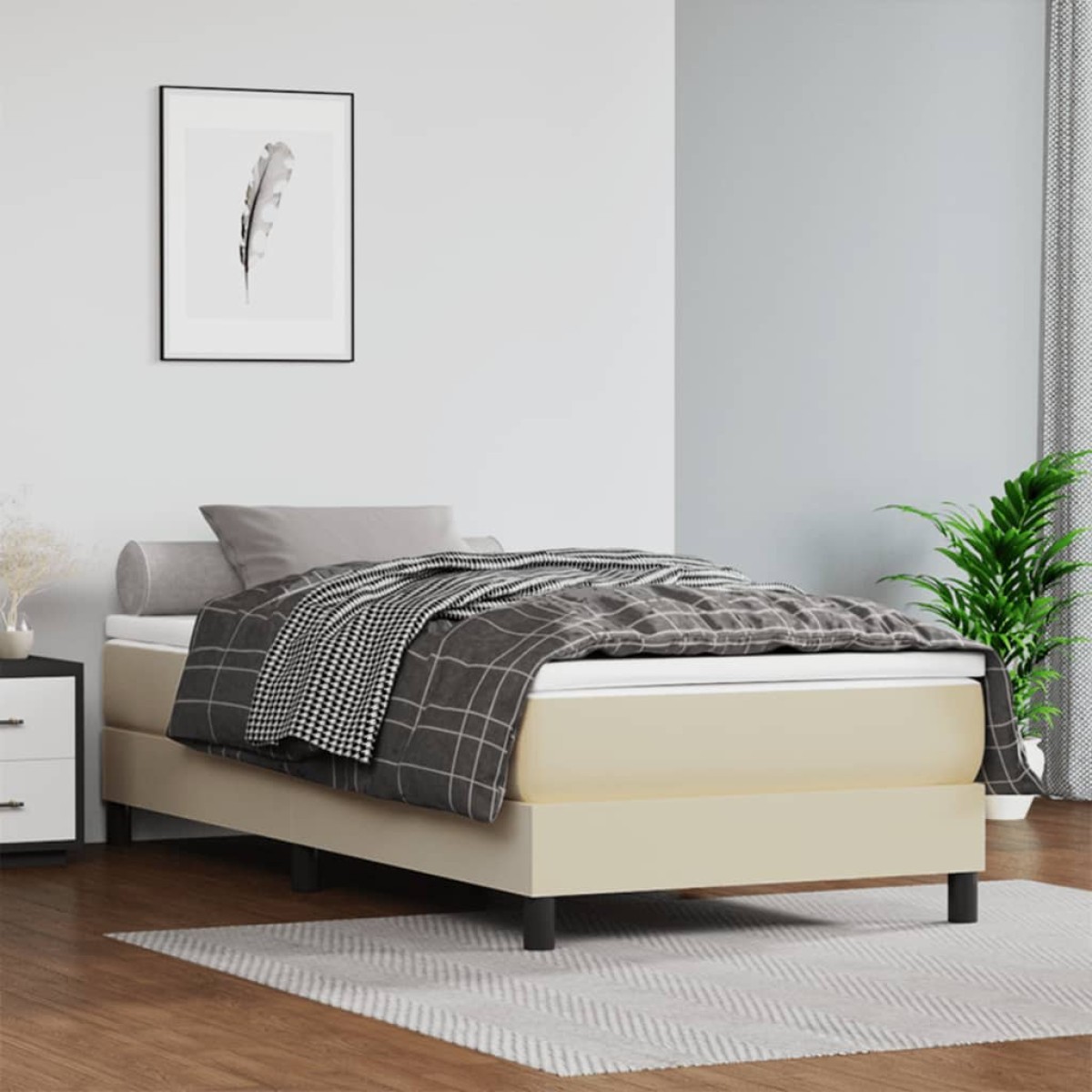 vidaXL Πλαίσιο Κρεβατιού Boxspring Κρεμ 80 x 200 εκ. Συνθετικό Δέρμα