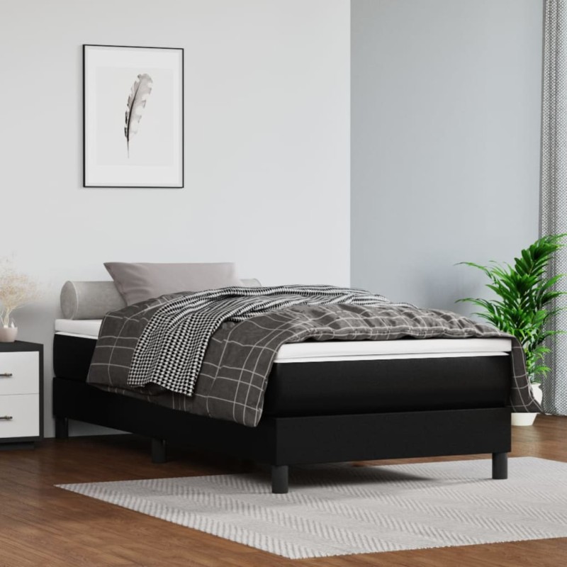 vidaXL Σκελετός Κρεβατιού με Ελατήρια Μαύρο 90x190 εκ. από Συνθετικό Δέρμα