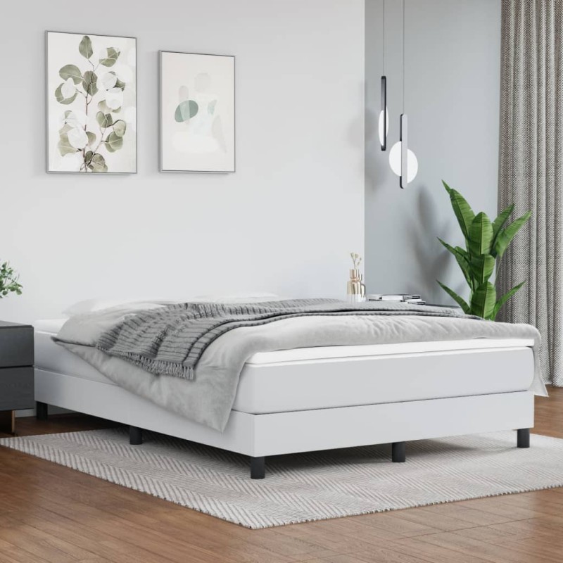 vidaXL Σκελετός Κρεβατιού με Ελατήρια Λευκό 140x190 εκ. από Συνθετικό Δέρμα