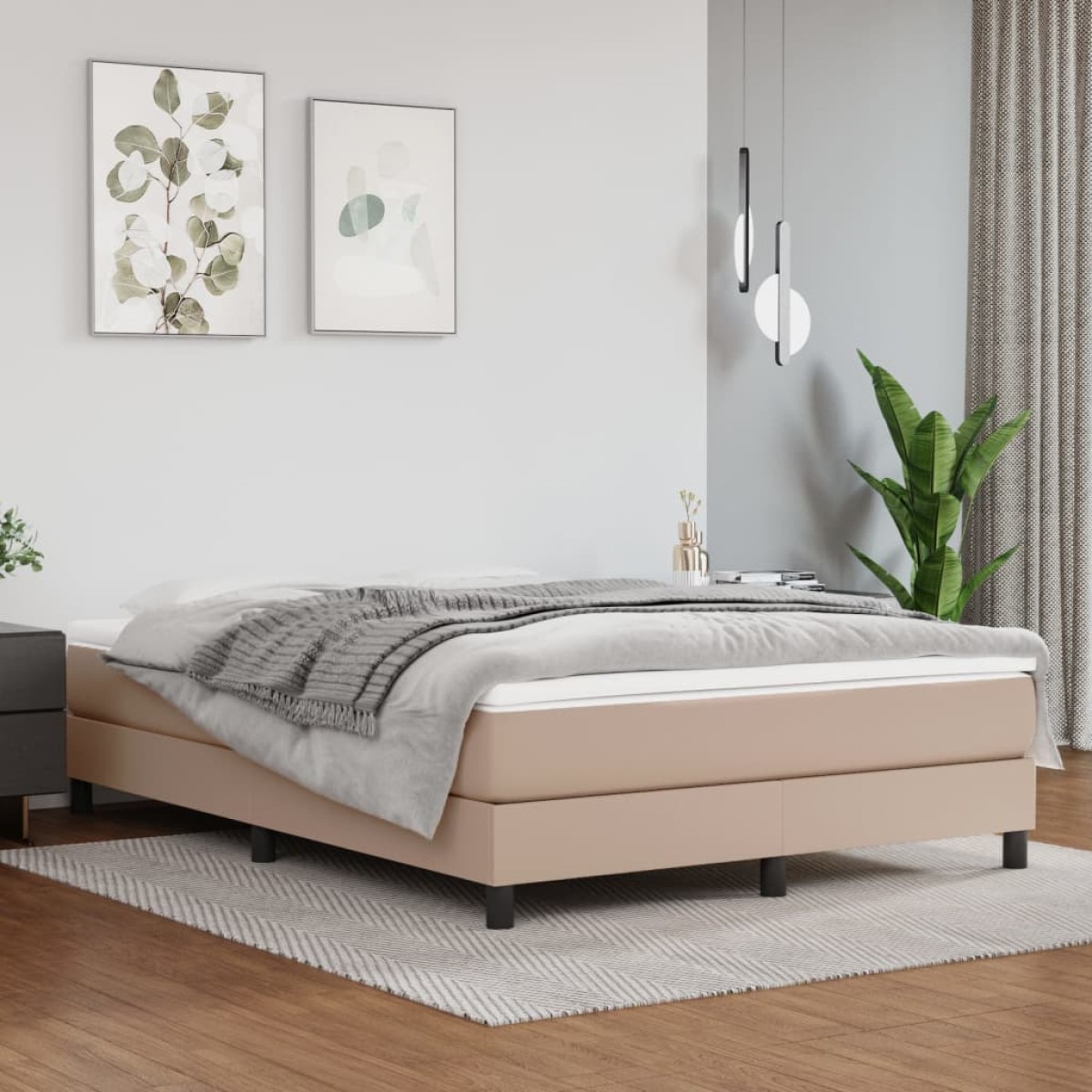 vidaXL Πλαίσιο Κρεβατιού Boxspring Καπουτσίνο 140x190εκ. Συνθετ. Δέρμα