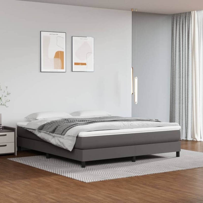 vidaXL Σκελετός Κρεβατιού με Ελατήρια Γκρι 160x200 εκ. από Συνθετικό Δέρμα