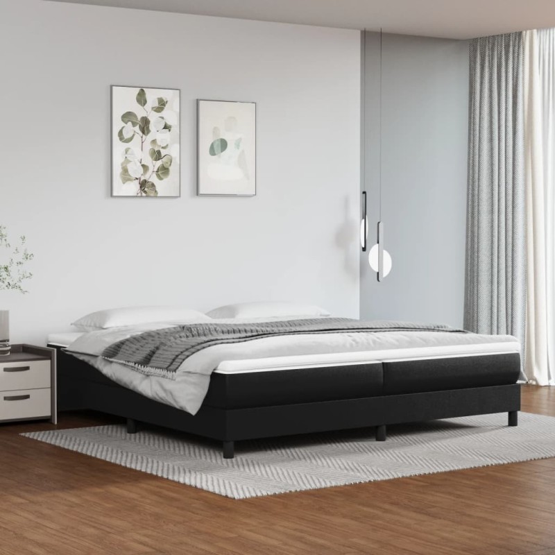 vidaXL Σκελετός Κρεβατιού με Ελατήρια Μαύρο 200x200 εκ. από Συνθετικό Δέρμα