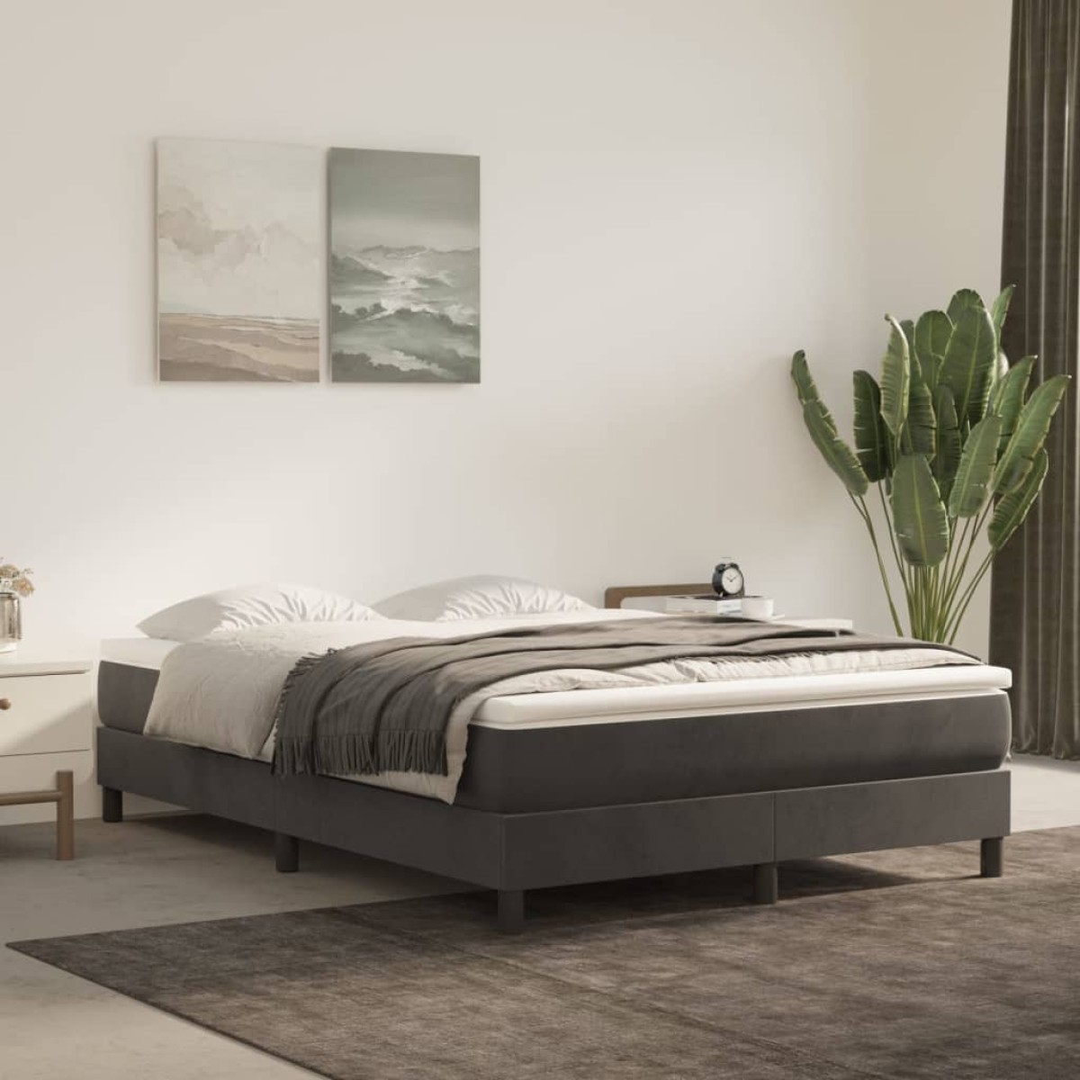 vidaXL Πλαίσιο Κρεβατιού Boxspring Σκούρο Γκρι 140x190 εκ Βελούδινο