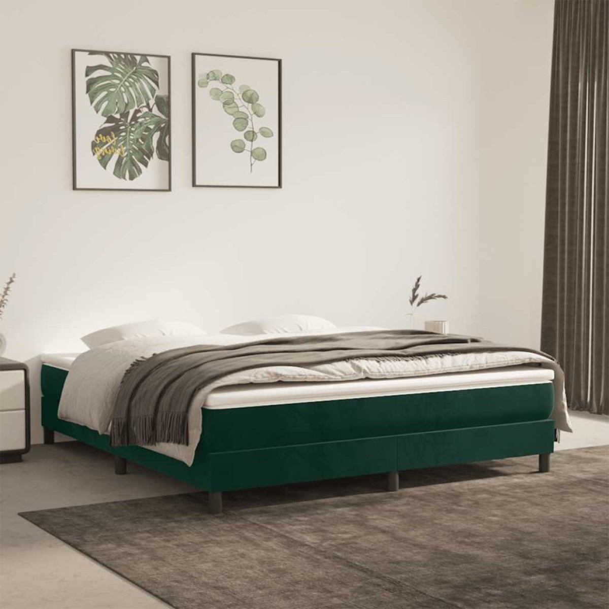 vidaXL Πλαίσιο Κρεβατιού Boxspring Σκούρο Πράσινο 180x200 εκ Βελούδινο