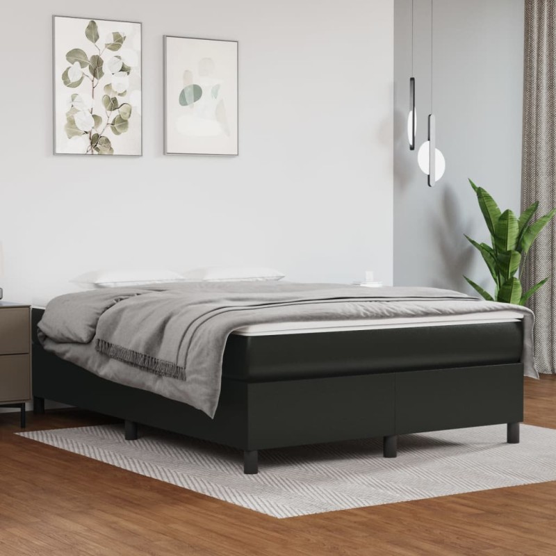 vidaXL Σκελετός Κρεβατιού με Ελατήρια Μαύρο 140x200 εκ. από Συνθετικό Δέρμα