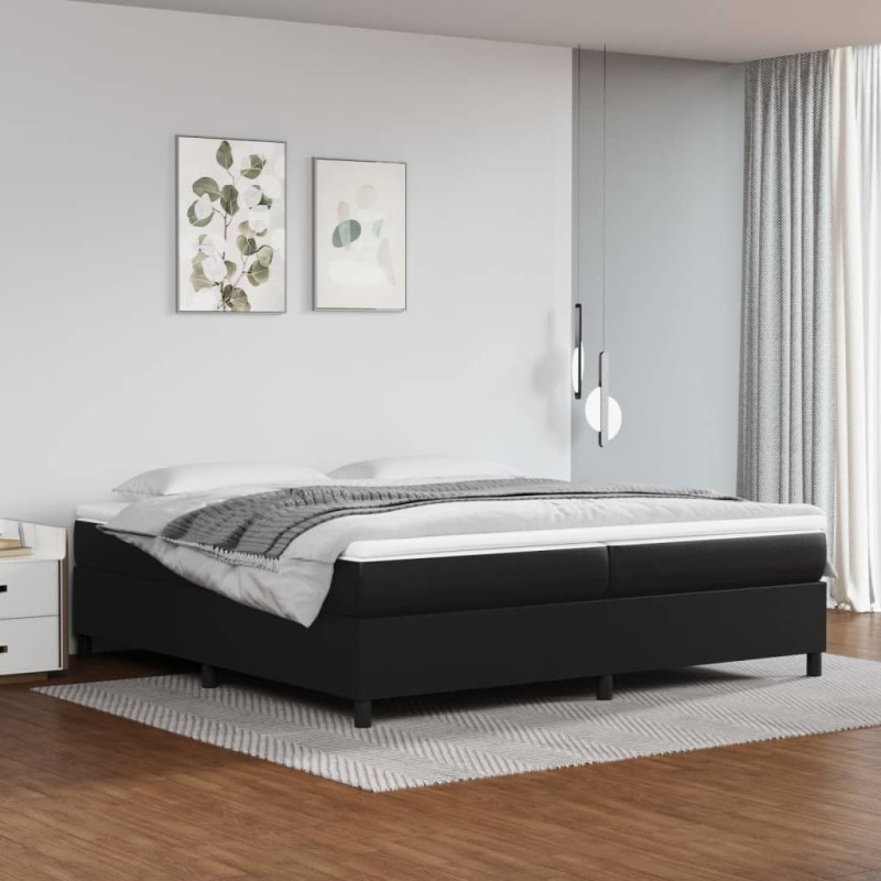 vidaXL Σκελετός Κρεβατιού με Ελατήρια Μαύρο 200x200 εκ. από Συνθετικό Δέρμα