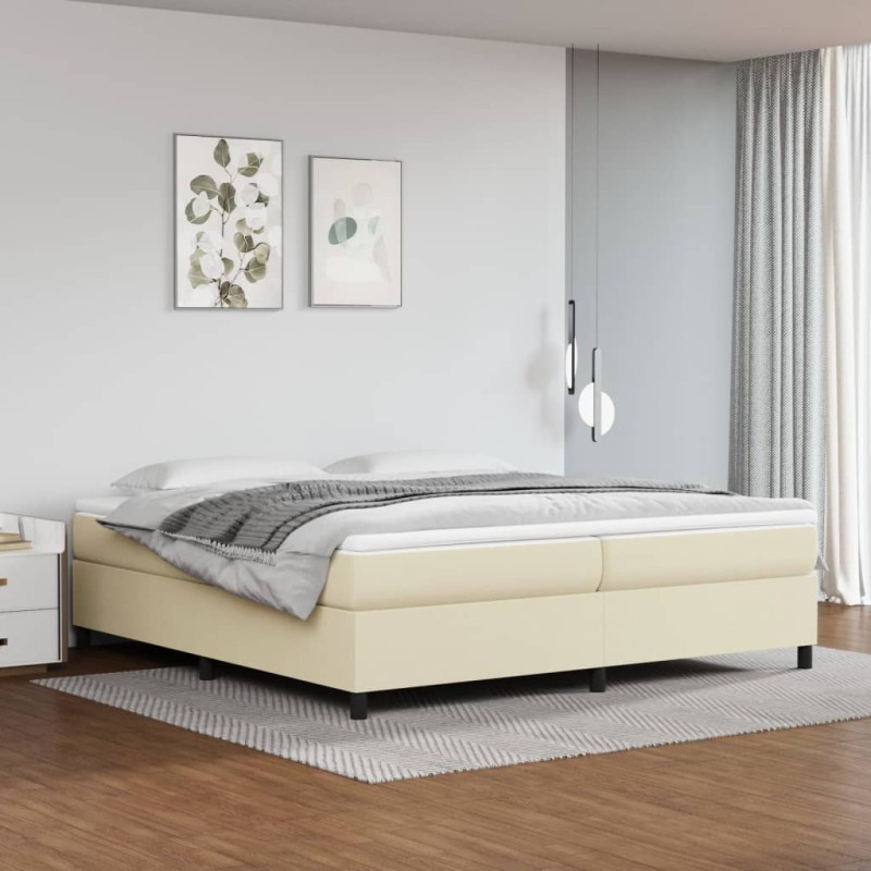 vidaXL Σκελετός Κρεβατιού με Ελατήρια Κρεμ 200x200 εκ. από Συνθετικό Δέρμα