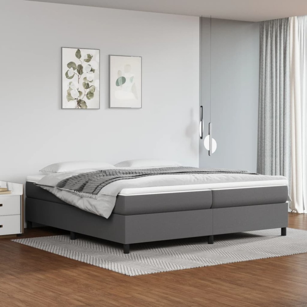 vidaXL Σκελετός Κρεβατιού με Ελατήρια Γκρι 200x200 εκ. από Συνθετικό Δέρμα