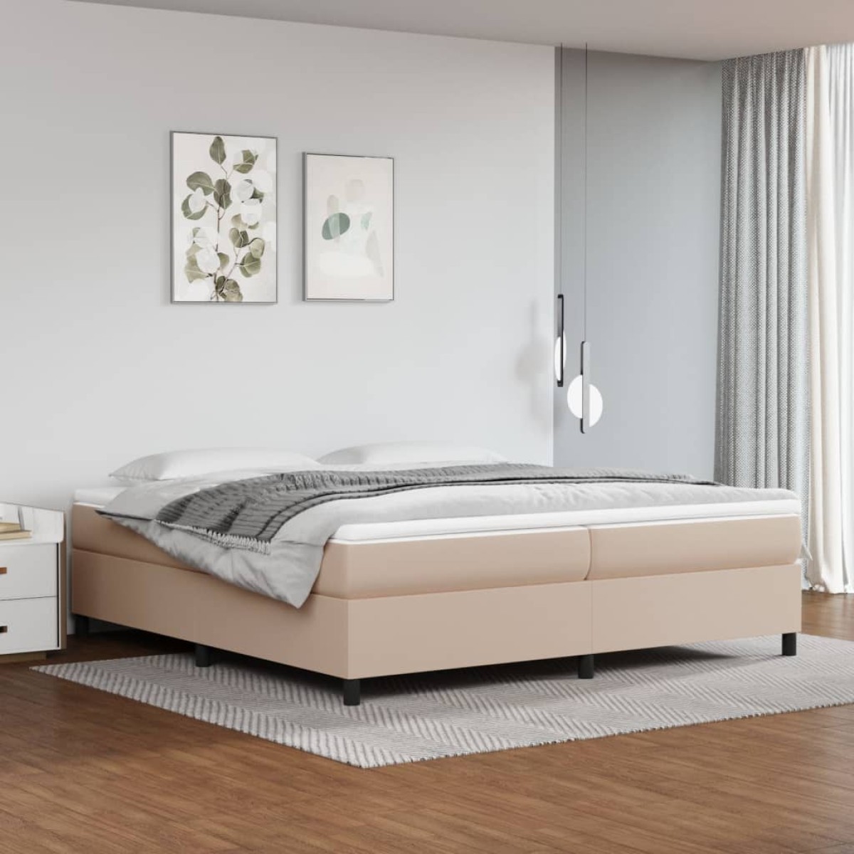 vidaXL Πλαίσιο Κρεβατιού Boxspring Καπουτσίνο 200x200εκ. Συνθετ. Δέρμα
