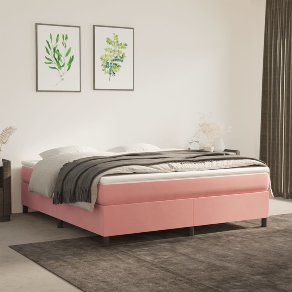 vidaXL Πλαίσιο Κρεβατιού Boxspring Ροζ 160x200 εκ. Βελούδινο