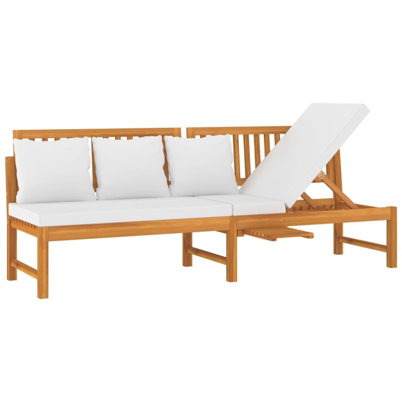 vidaXL Καναπές Κρεβάτι 200x60x75 εκ. Μασίφ Ακακία με Κρεμ Μαξιλάρι