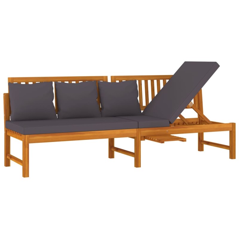 vidaXL Καναπές Κρεβάτι 200x60x75 εκ. Μασίφ Ακακία με Γκρι Μαξιλάρι