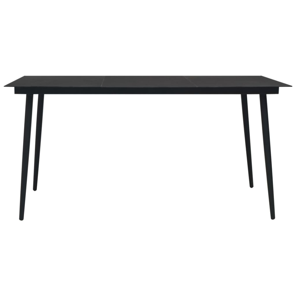 vidaXL Τραπεζαρία Κήπου Μαύρη 150 x 80 x 74 εκ. από Ατσάλι / Γυαλί
