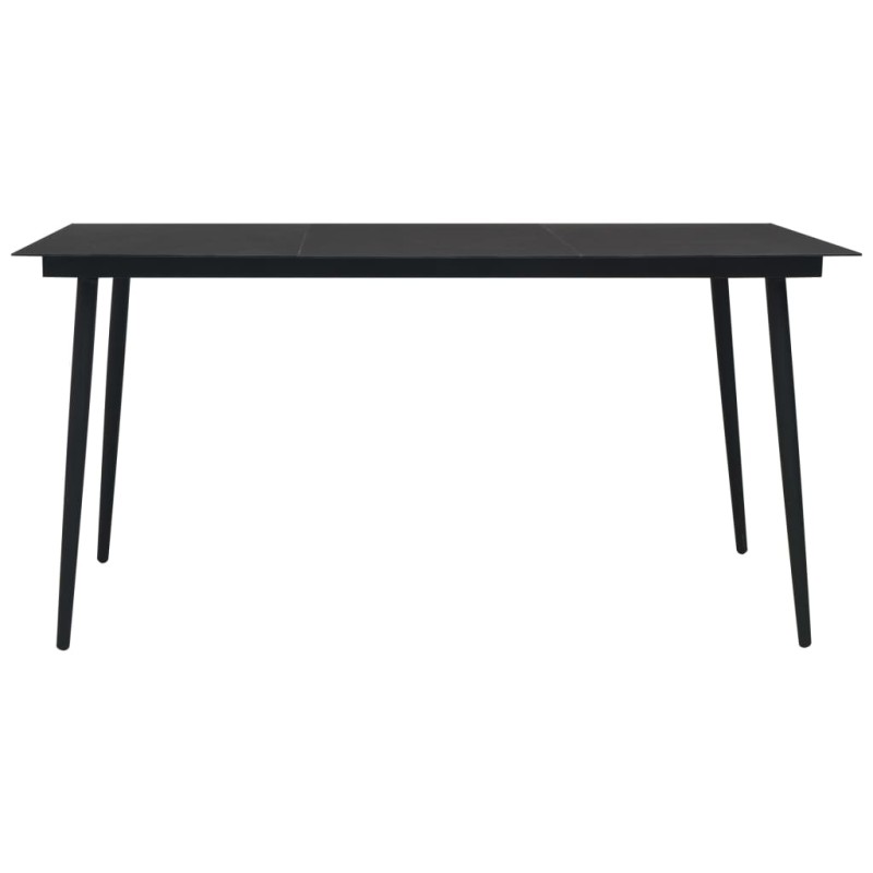 vidaXL Τραπεζαρία Κήπου Μαύρη 150 x 80 x 74 εκ. από Ατσάλι / Γυαλί