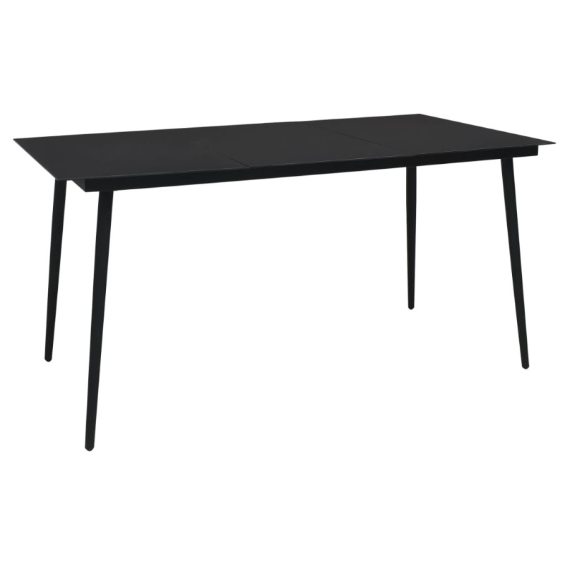vidaXL Τραπεζαρία Κήπου Μαύρη 150 x 80 x 74 εκ. από Ατσάλι / Γυαλί