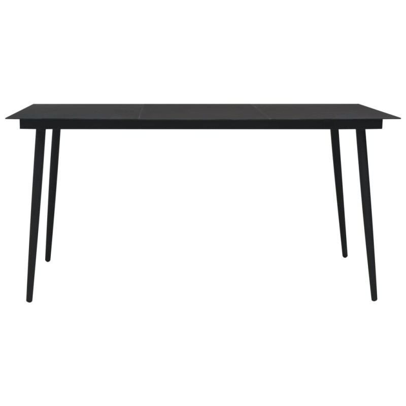 vidaXL Τραπεζαρία Κήπου Μαύρη 190 x 90 x 74 εκ. από Ατσάλι / Γυαλί