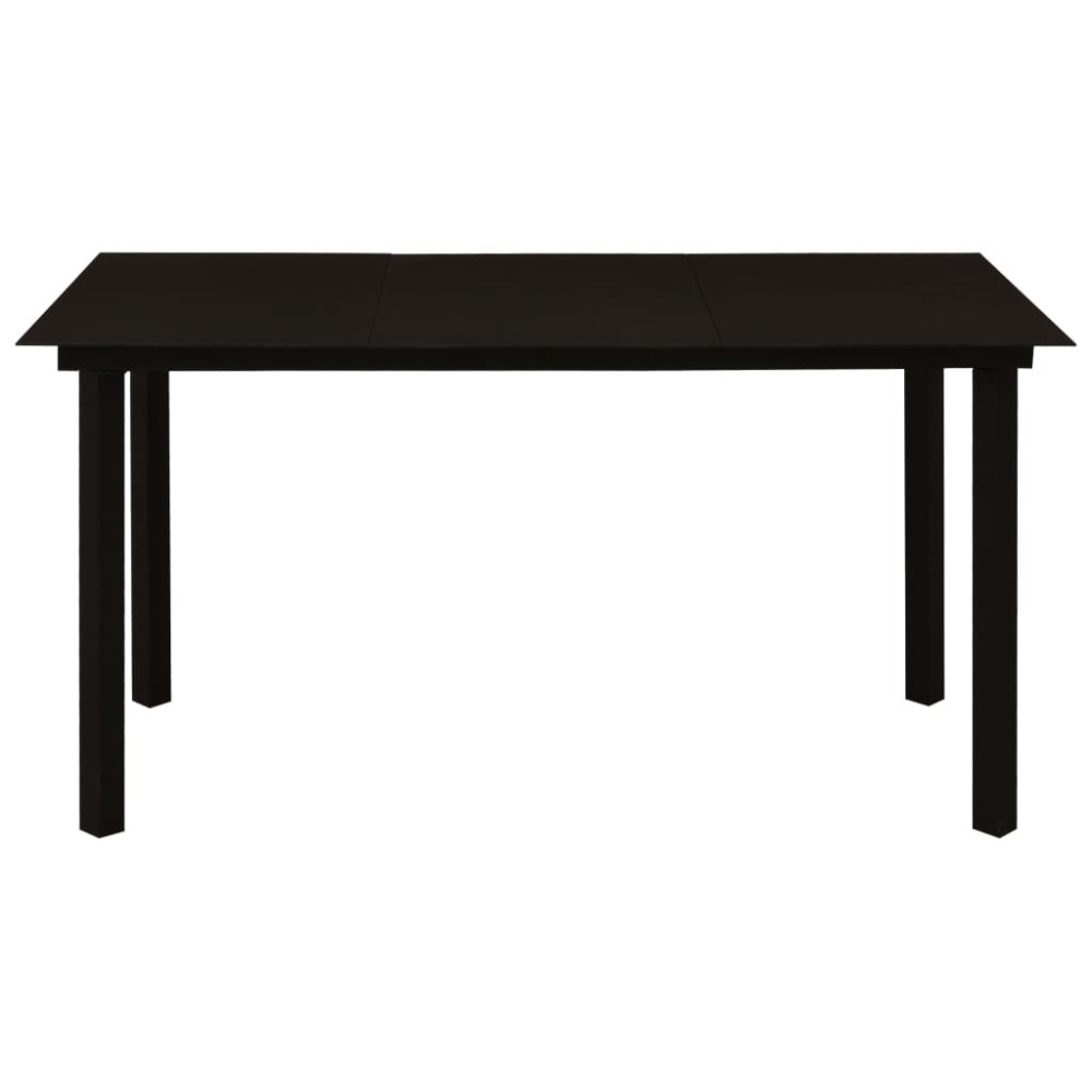 vidaXL Τραπεζαρία Κήπου Μαύρη 150 x 80 x 74 εκ. από Ατσάλι / Γυαλί