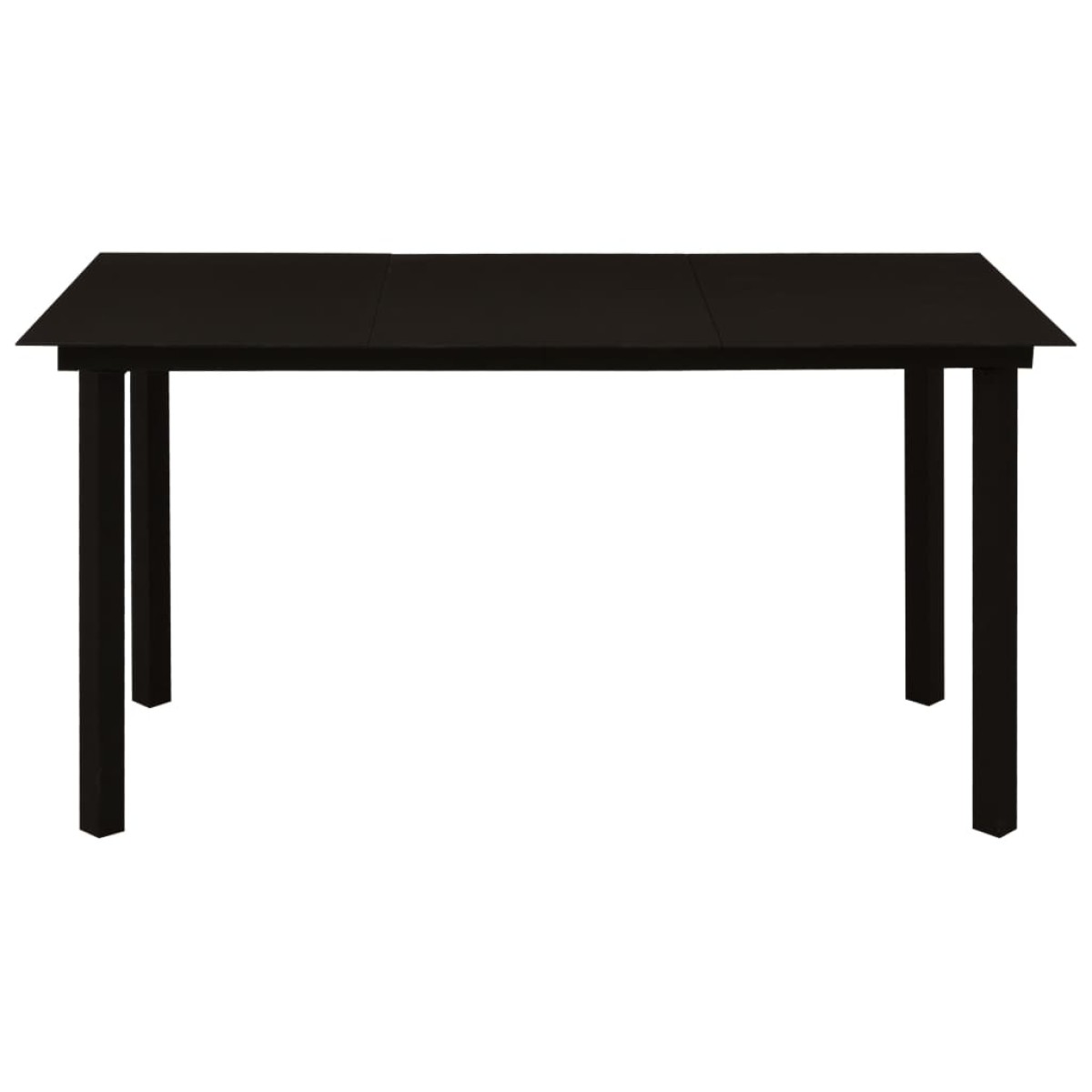 vidaXL Τραπεζαρία Κήπου Μαύρη 150 x 80 x 74 εκ. από Ατσάλι / Γυαλί