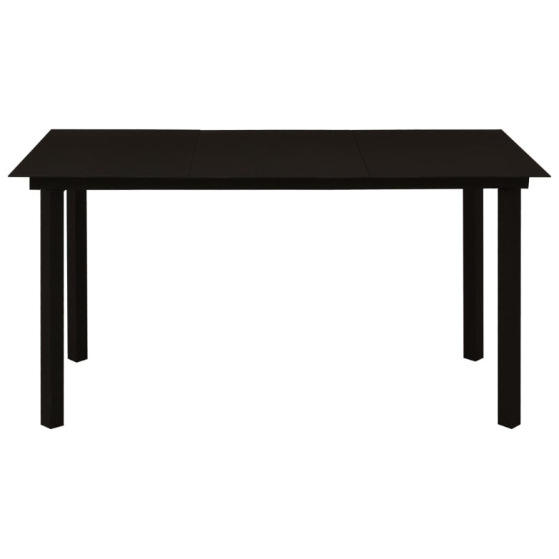 vidaXL Τραπεζαρία Κήπου Μαύρη 150 x 80 x 74 εκ. από Ατσάλι / Γυαλί