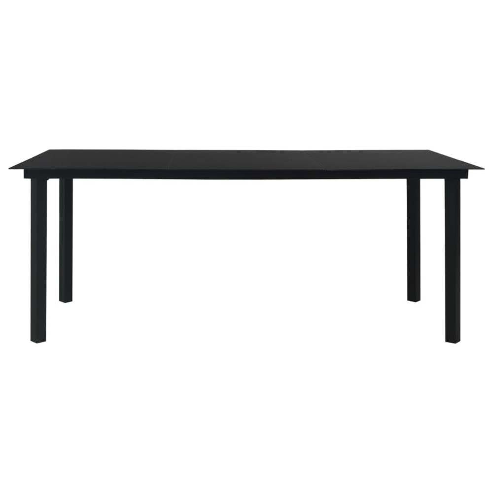 vidaXL Τραπεζαρία Κήπου Μαύρη 190 x 90 x 74 εκ. από Ατσάλι / Γυαλί