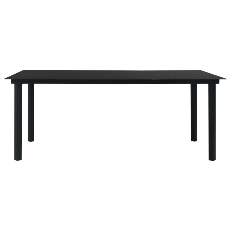 vidaXL Τραπεζαρία Κήπου Μαύρη 190 x 90 x 74 εκ. από Ατσάλι / Γυαλί