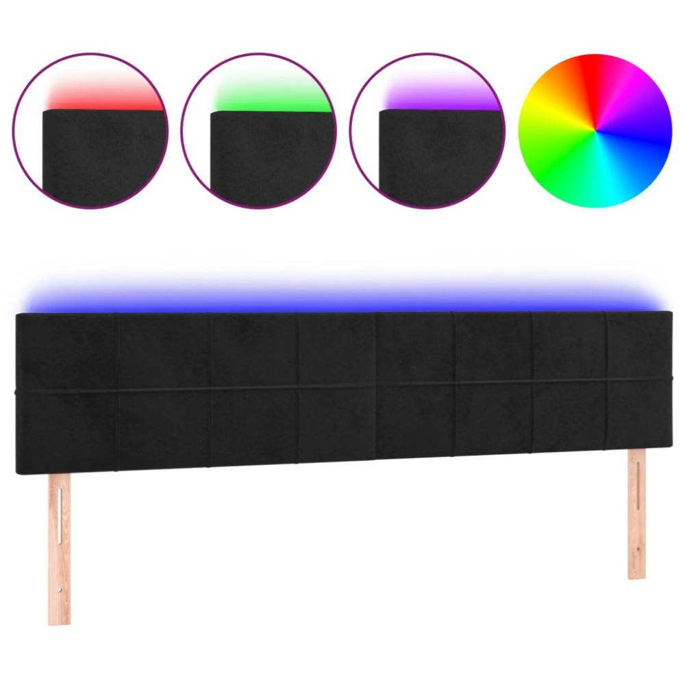 vidaXL Κεφαλάρι Κρεβατιού LED Μαύρο 180x5x78/88 εκ. Βελούδινο