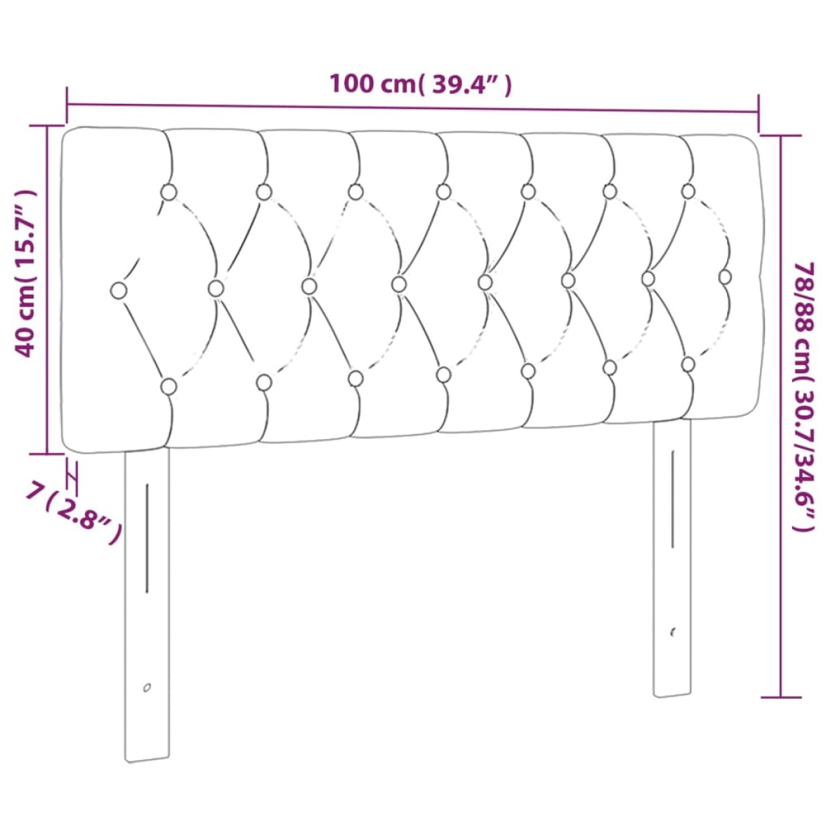 vidaXL Κεφαλάρι Κρεβατιού LED Σκούρο Γκρι 100x7x78/88 εκ. Βελούδινο
