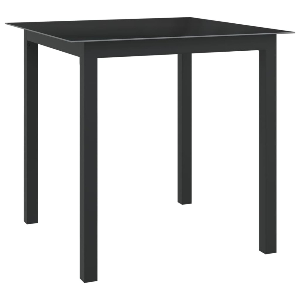 vidaXL Τραπέζι Κήπου Μαύρο 80 x 80 x 74 εκ. από Αλουμίνιο / Γυαλί