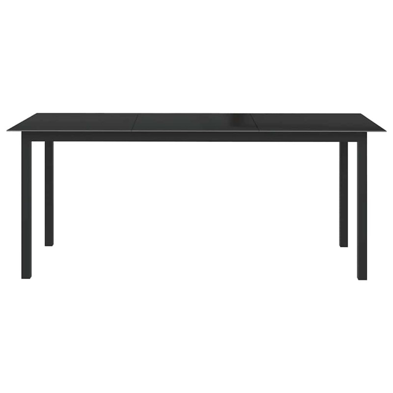 vidaXL Τραπέζι Κήπου Μαύρο 190 x 90 x 74 εκ. από Αλουμίνιο / Γυαλί