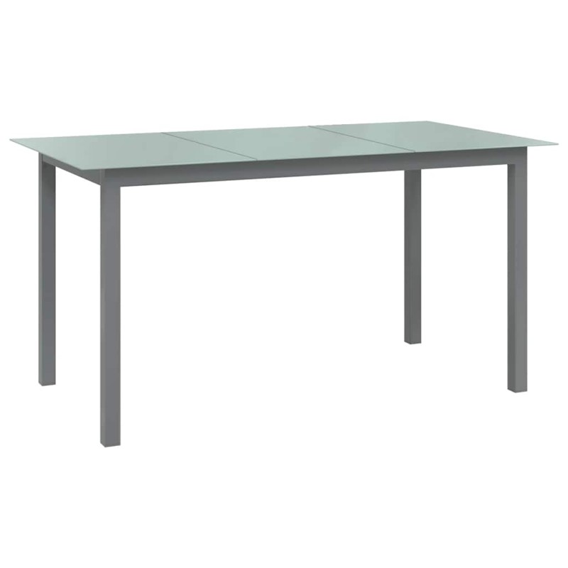 vidaXL Τραπέζι Κήπου Ανοιχτό Γκρι 150x90x74 εκ. από Αλουμίνιο / Γυαλί