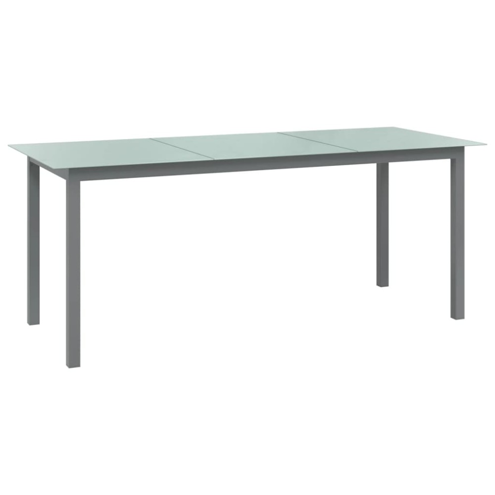 vidaXL Τραπέζι Κήπου Ανοιχτό Γκρι 190x90x74 εκ. από Αλουμίνιο / Γυαλί