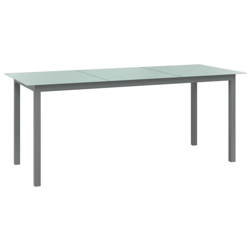 vidaXL Τραπέζι Κήπου Ανοιχτό Γκρι 190x90x74 εκ. από Αλουμίνιο / Γυαλί