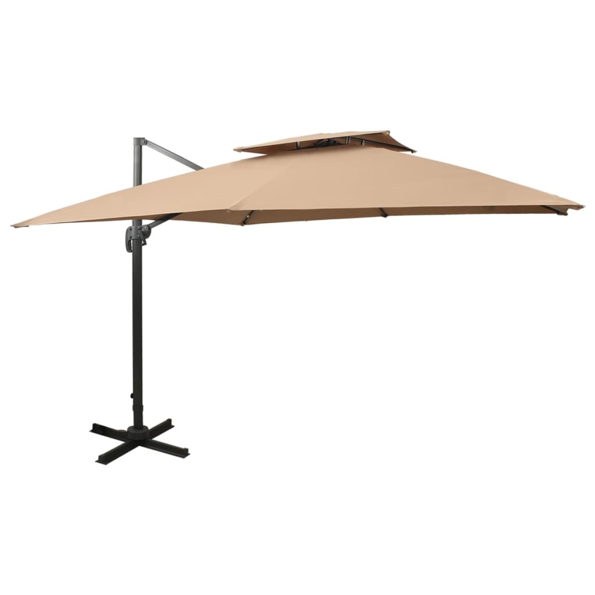 vidaXL Ομπρέλα Κρεμαστή με Διπλή Οροφή Taupe 300 x 300 εκ.