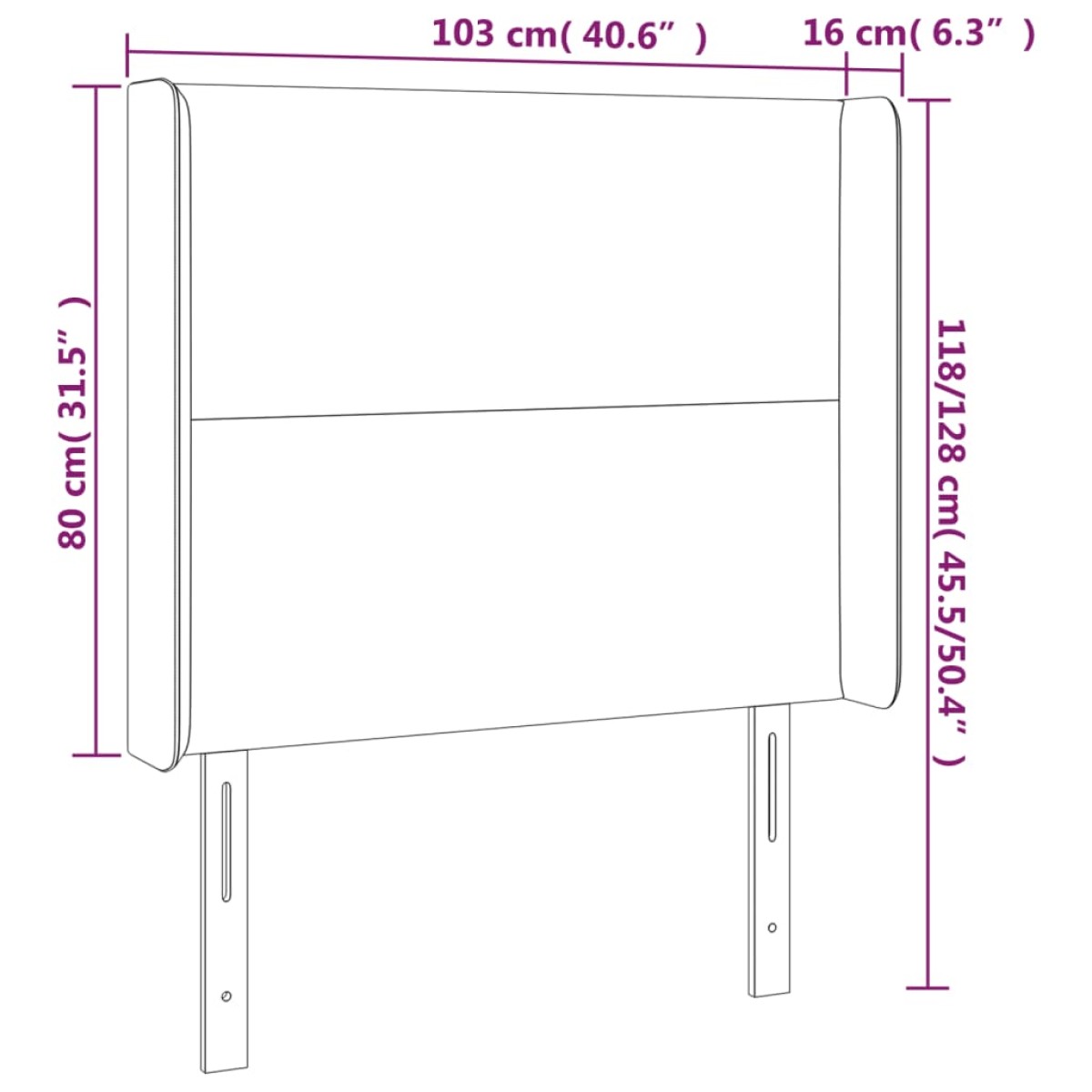 vidaXL Κεφαλάρι Κρεβατιού LED Ροζ 103x16x118/128 εκ.Βελούδινο