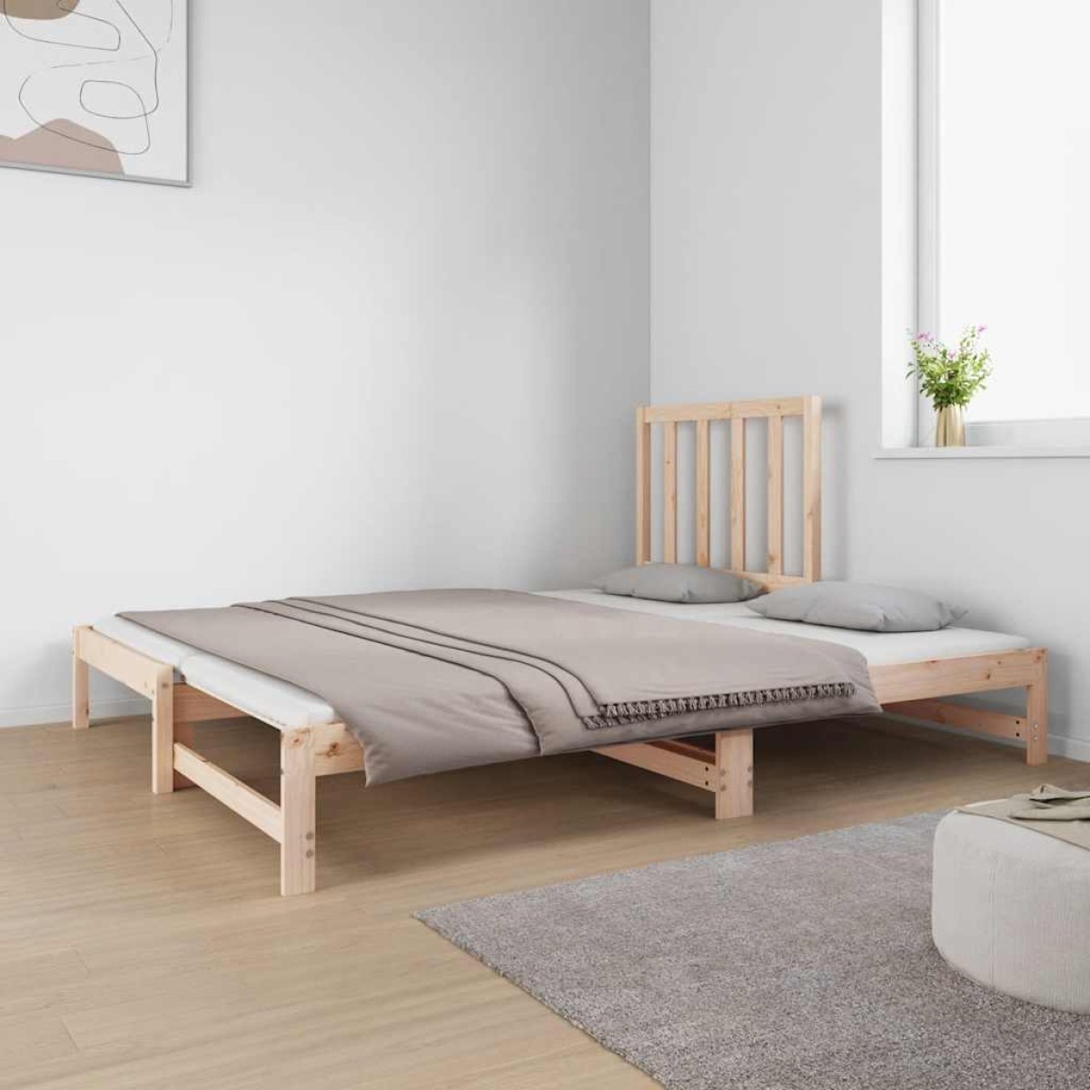vidaXL Καναπές Κρεβάτι Συρόμενος 2x(90x190) εκ. Μασίφ Ξύλο Πεύκου