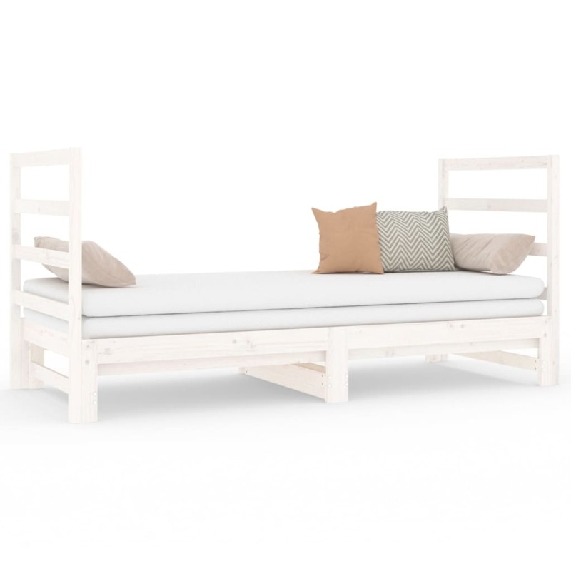 vidaXL Καναπές Κρεβάτι Συρόμενος Λευκός 2x(90x190) εκ. από Μασίφ Πεύκο